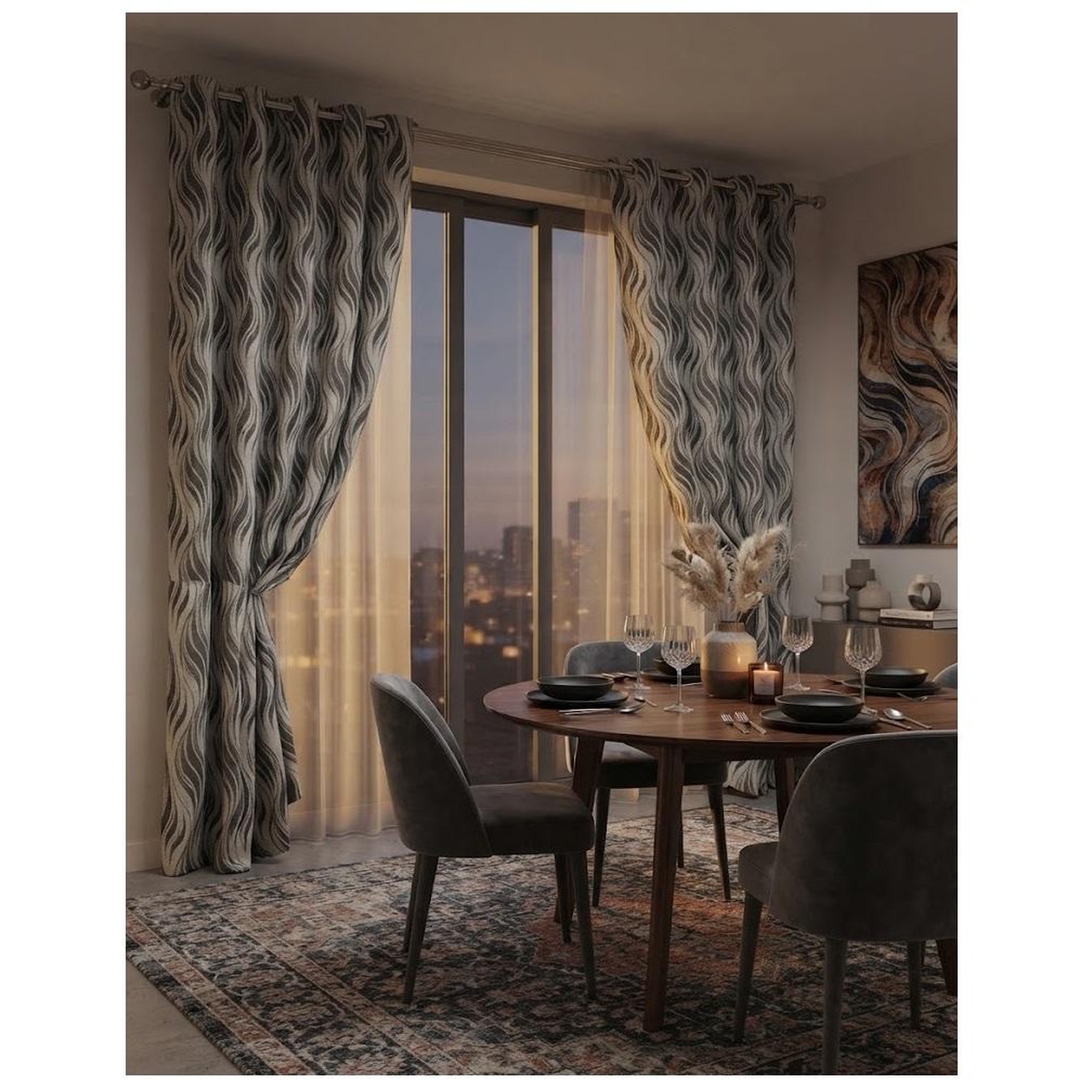 Voir la diapositive 5 : Eden Rideau a oeillets ondulé design et moderne