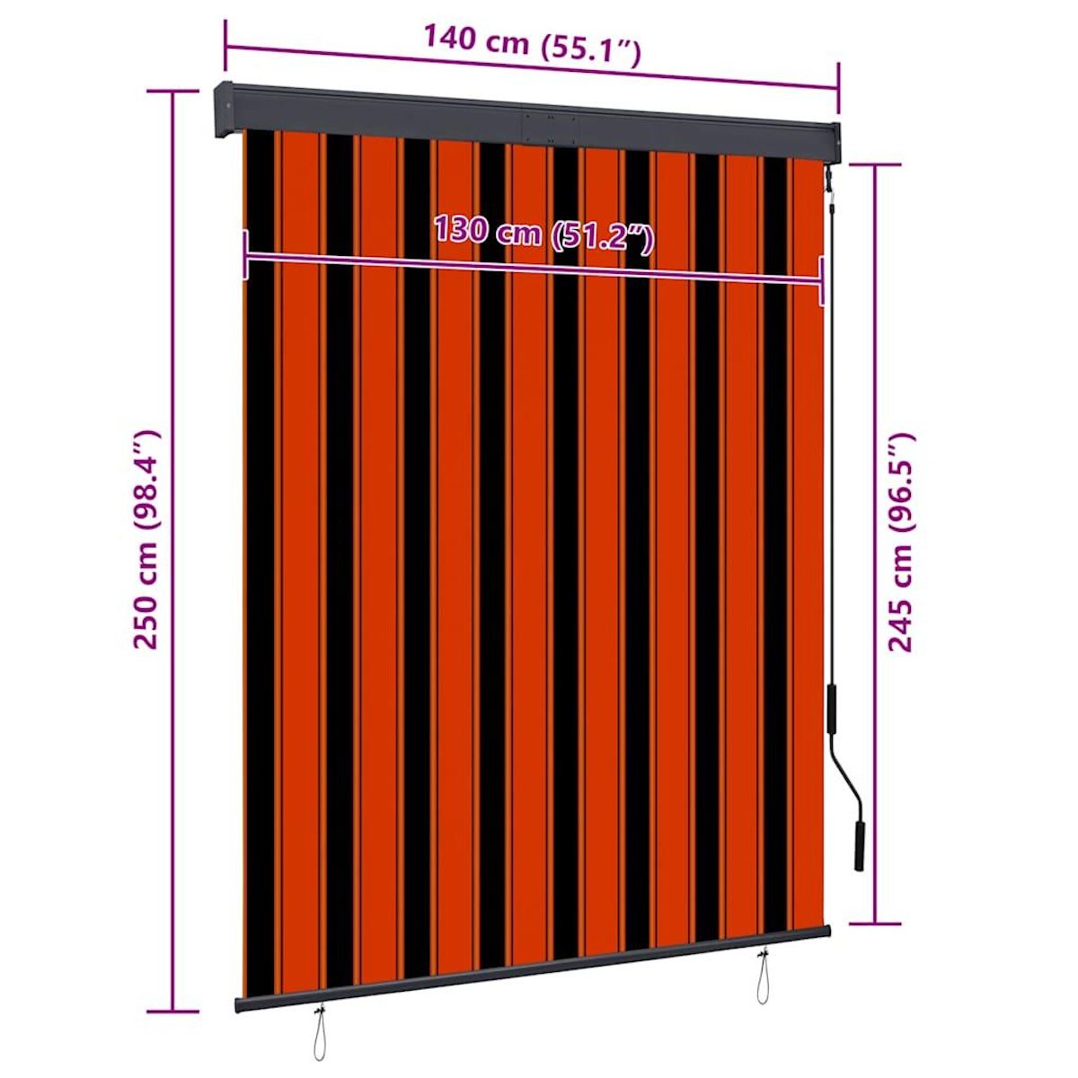 VIDAXL Store roulant d'exterieur 140x250 cm Orange et marron