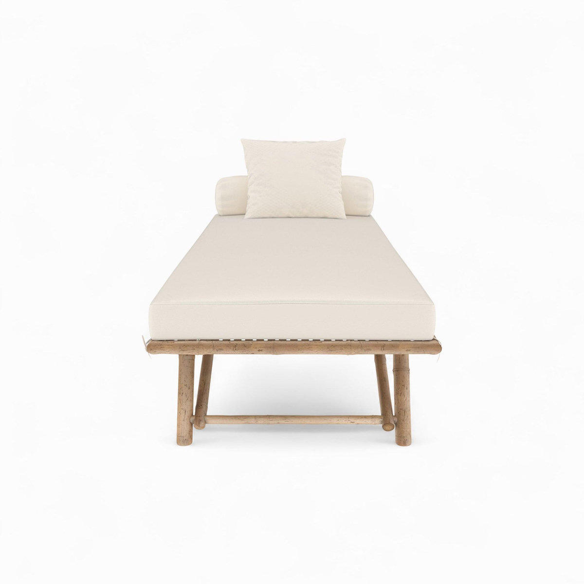 Rendez vous déco Banquette de jardin en bambou avec matelas blanc-Vadella