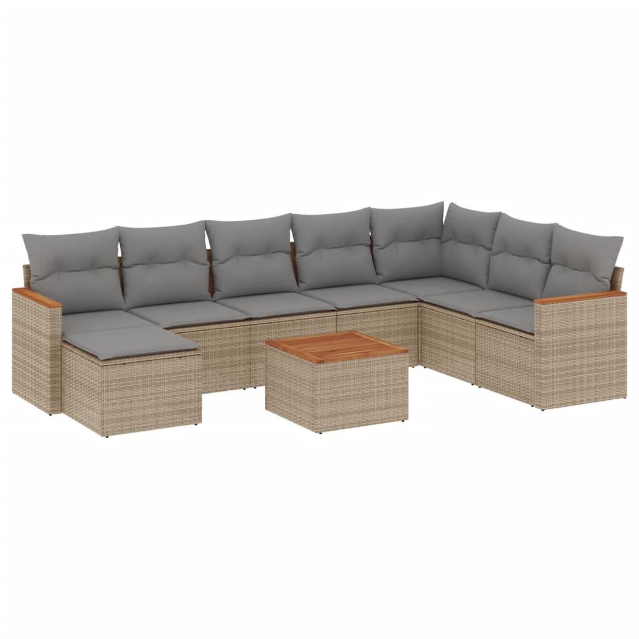 Voir la diapositive 2 : VIDAXL Salon de jardin avec coussins 9pcs melange beige resine tressee