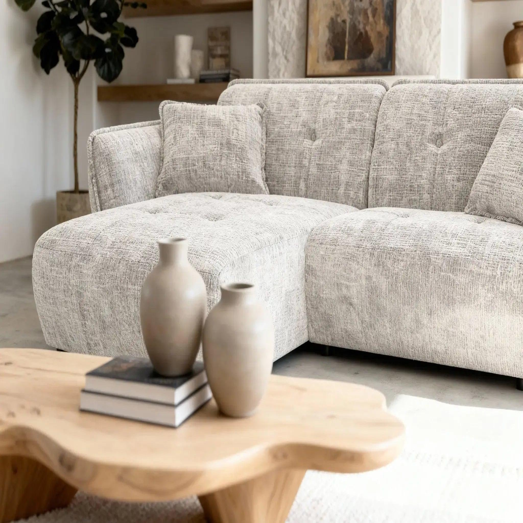 Voir la diapositive 4 : CASANOVA PARIS Mona - canapé d'angle tissu chenille 4 places droit