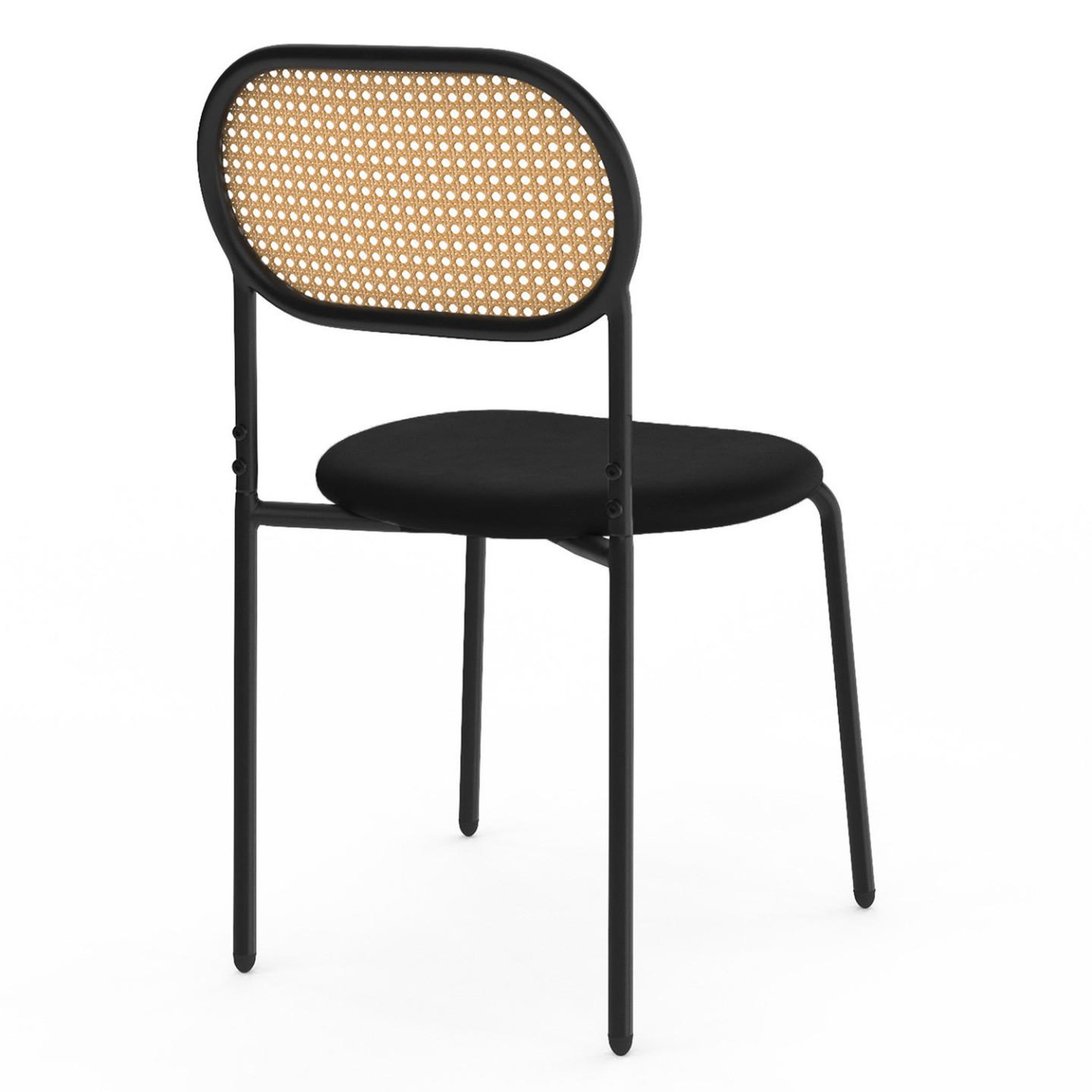 Voir la diapositive 5 : ID MARKET Lot de 4 chaises vintage clotilde en métal noir et dossier cannage pour salle à manger