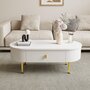 Voir la diapositive 2 : MERAX Table Basse Ovale Avec 2 Tiroirs Blanc
