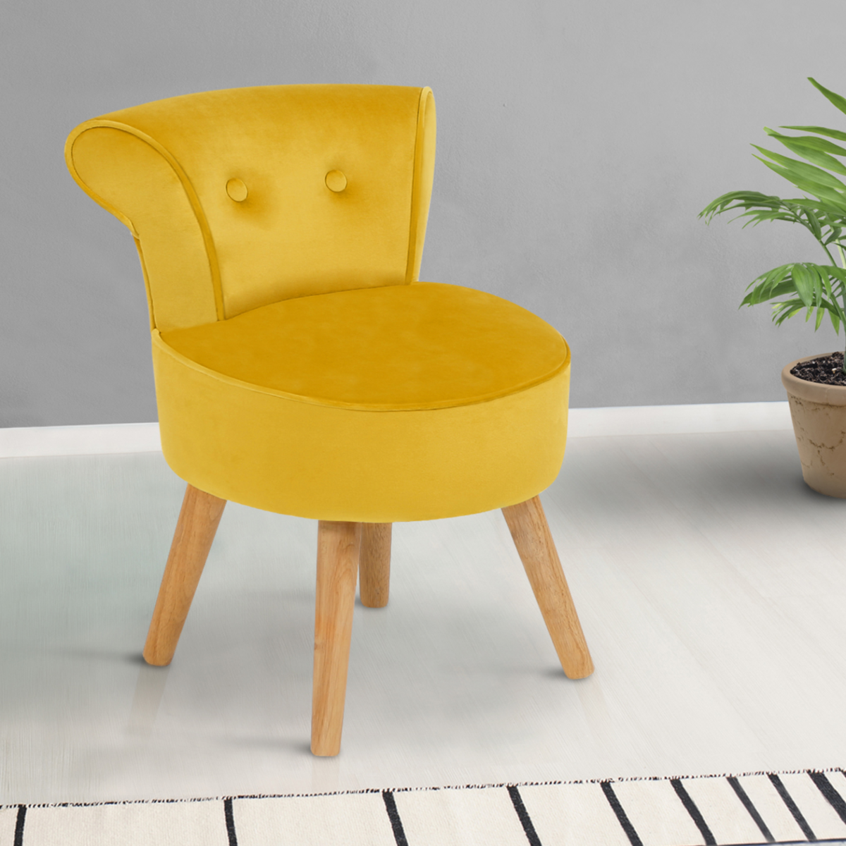 ID MARKET Fauteuil crapaud en velours jaune