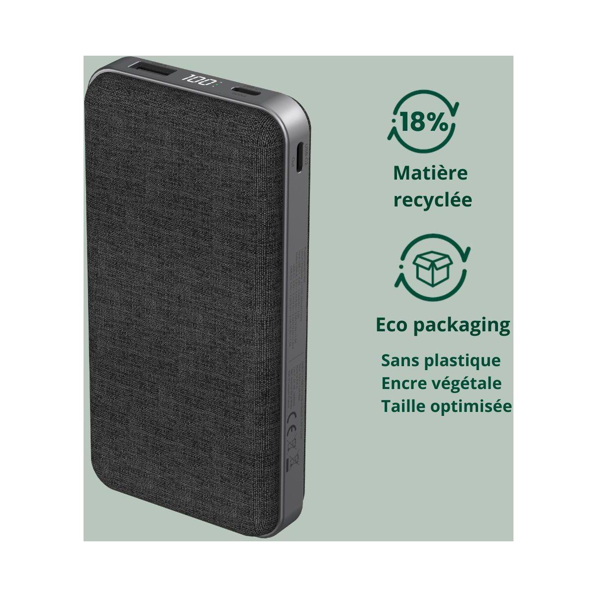 Voir la diapositive 2 : ADEQWAT Batterie externe 20 000 mAh Power Delivery noir