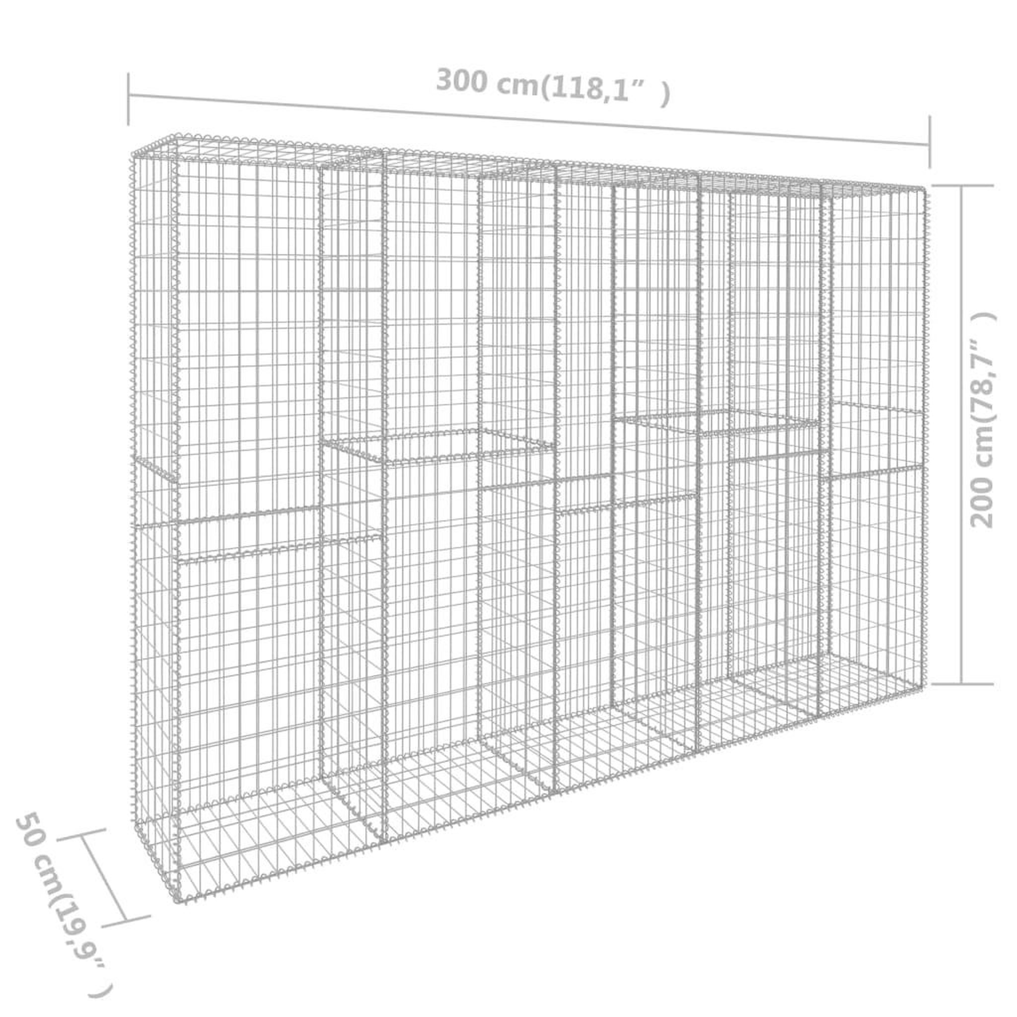 Voir la diapositive 6 : VIDAXL Mur en gabion avec couvercle acier galvanise 300 x 50 x 200 cm