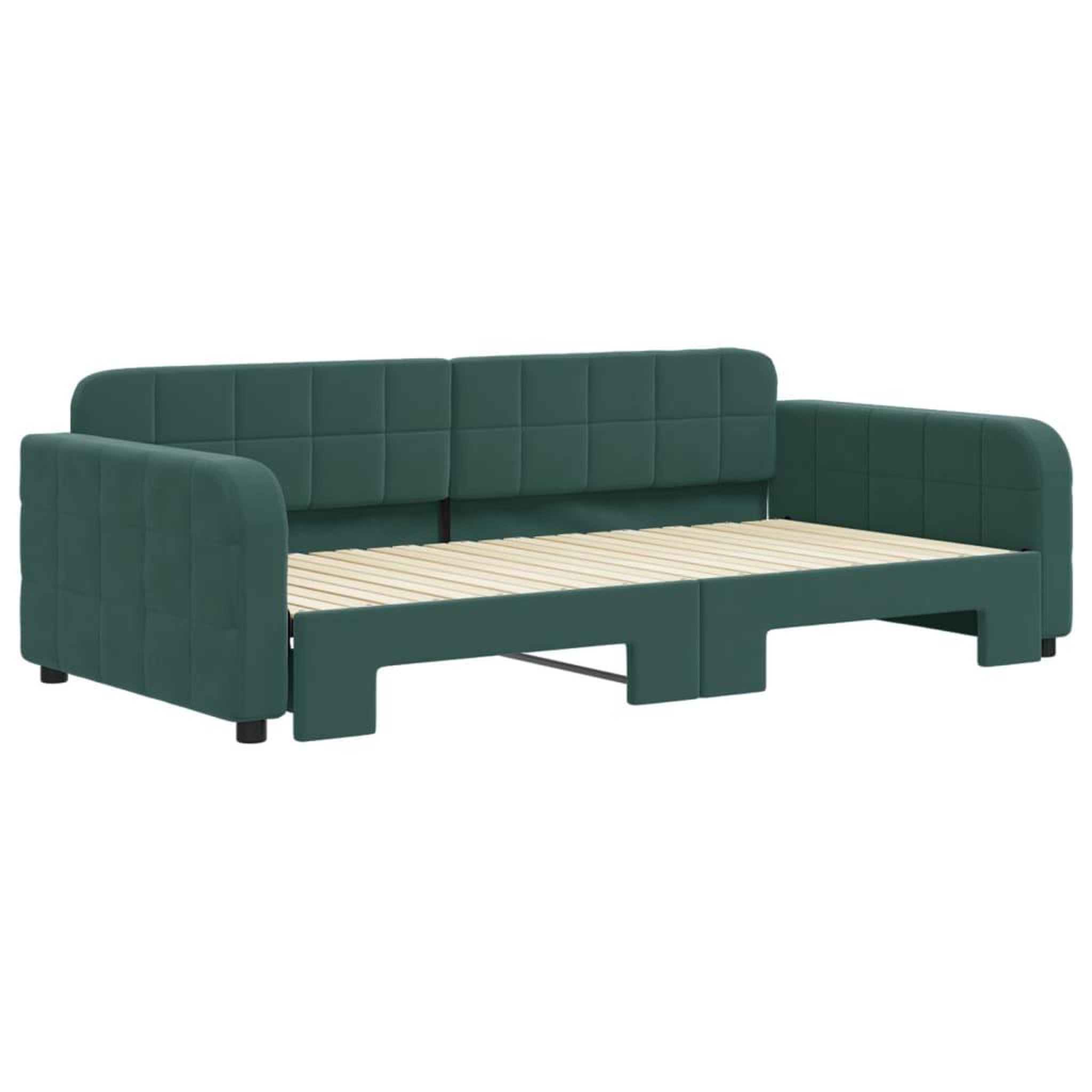 Voir la diapositive 3 : VIDAXL Lit de jour avec gigogne sans matelas vert fonce 100x200 cm