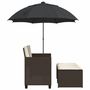 Voir la diapositive 5 : VIDAXL Canape de jardin 2 places et parasol et tabourets marron rotin