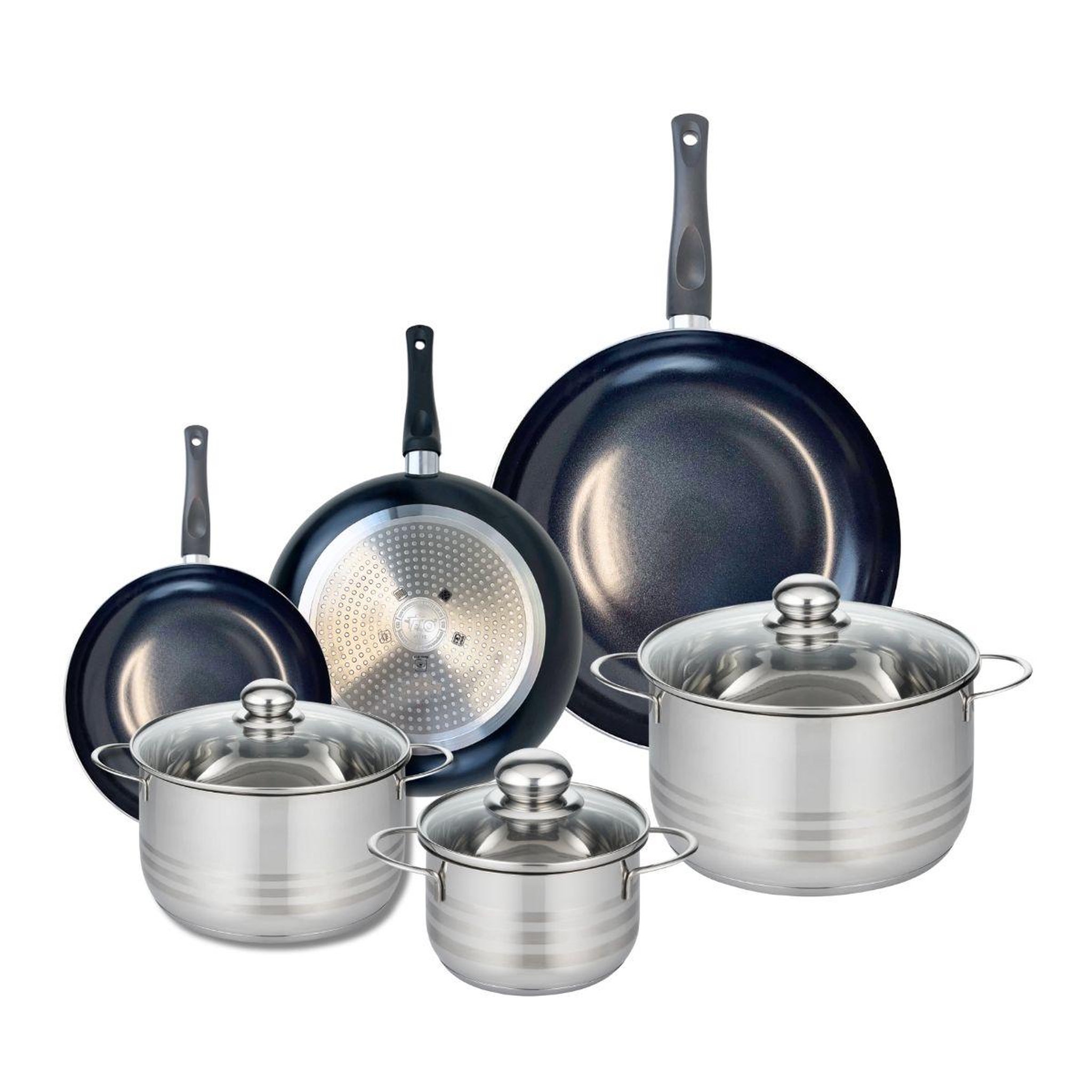 ELO Ensemble de 3 Poêles de cuisson 20, 24 et 32 cm et 3 faitouts 16, 20 et 24 cm Elo Prima Brillant