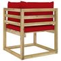 Voir la diapositive 5 : VIDAXL Canape d'angle de jardin avec coussins Bois impregne de vert