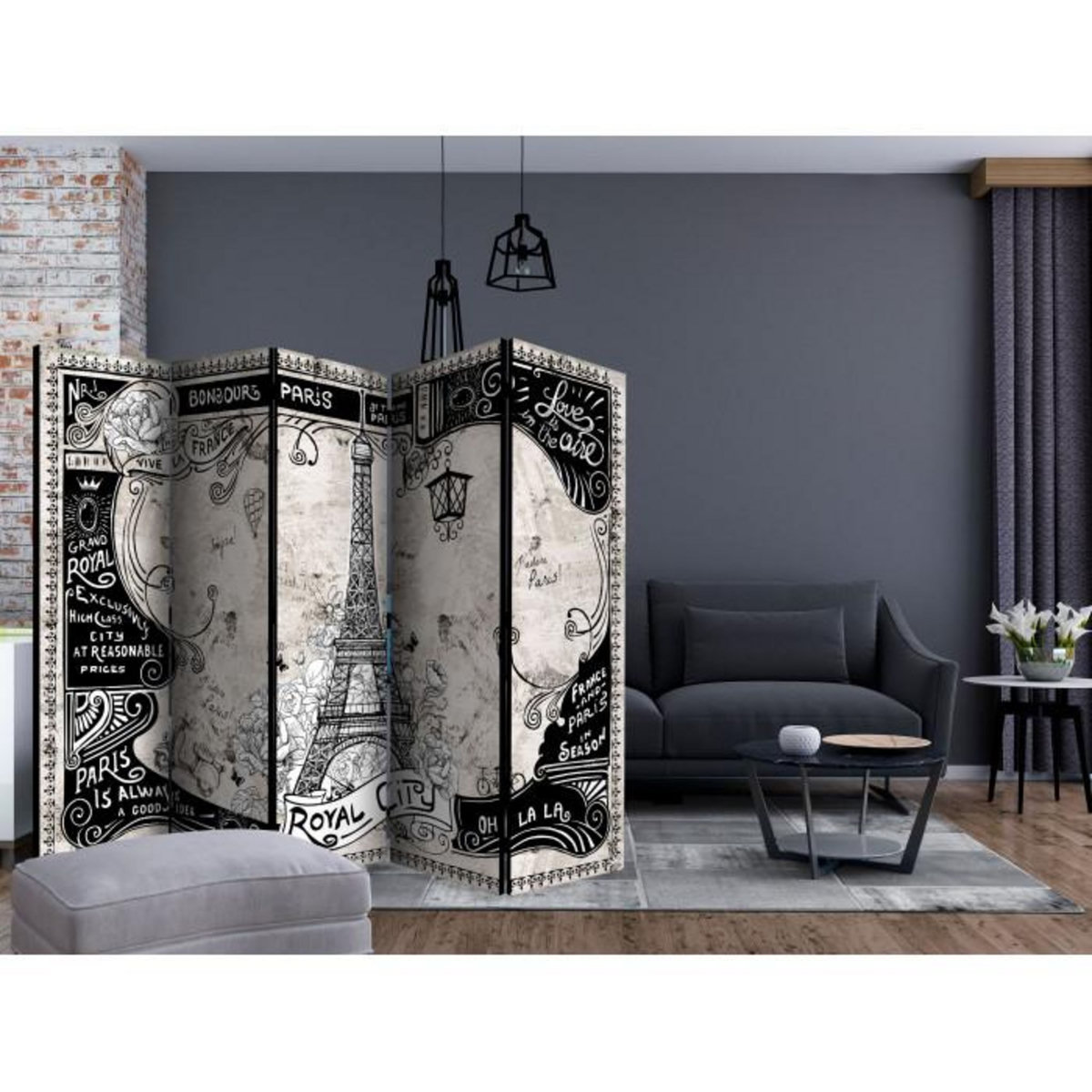 Paris Prix Paravent 5 Volets  Bonjour Paris  172x225cm