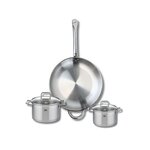 ELO Ensemble de 1 Poêle de cuisson 32 cm et 2 faitouts 14 et 16 cm Elo Profi Citrin