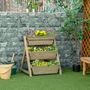 Voir la diapositive 2 : OUTSUNNY Jardinière sur pieds carré potager 3 étages dim. 71L x 61l x 77H cm inserts d'irrigation feutre de drainage bois sapin autoclave