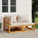 VIDAXL Salon de jardin avec coussins 2 pcs bois massif acacia