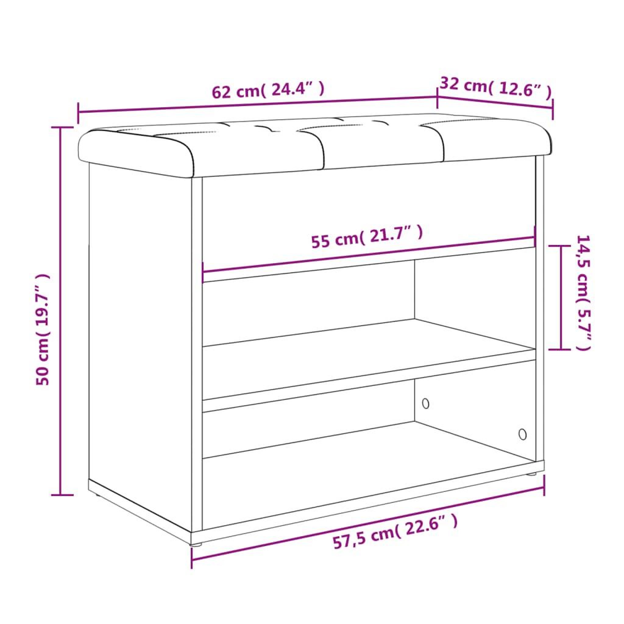 Voir la diapositive 6 : VIDAXL Banc a chaussures blanc 62x32x50 cm bois d'ingenierie