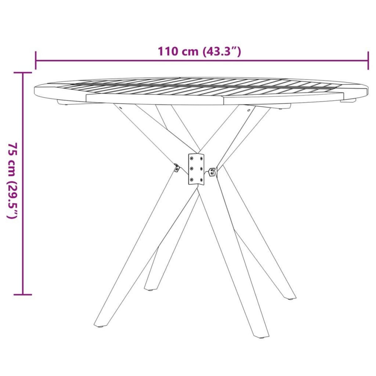 VIDAXL Table de jardin ronde Ø85x75 cm bois d'acacia solide