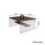 TOILINUX Table basse carrée 1 étagère en bois de pin et sa structure en verre - Marron