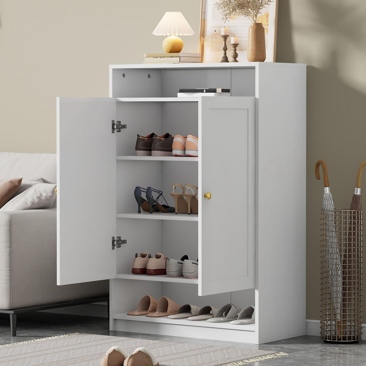 MERAX Meuble à chaussures 12 paires blanc panneaux de particules