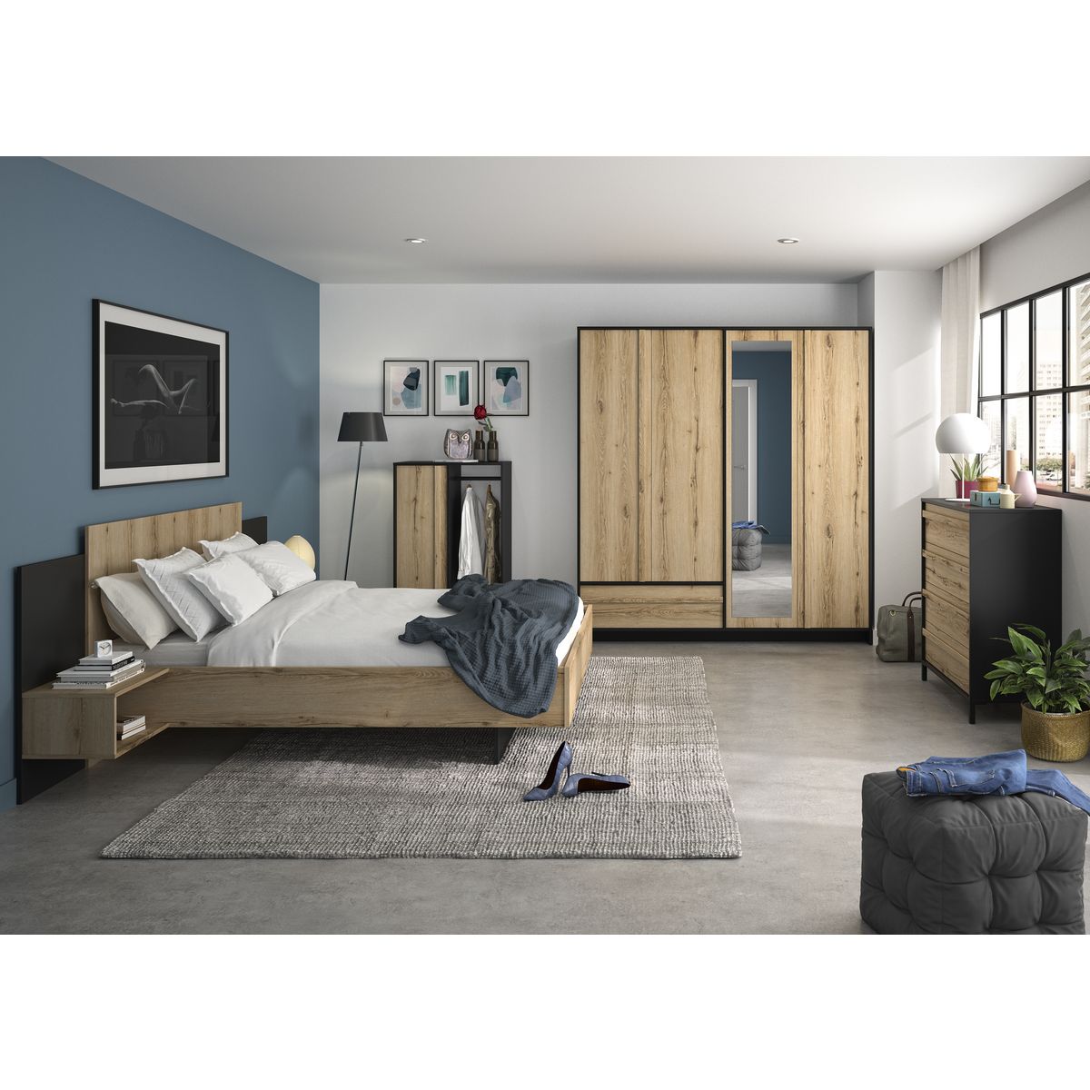 GAMI Vestiaire 1 porte + 2 étagères + 1 tringle MEZOS