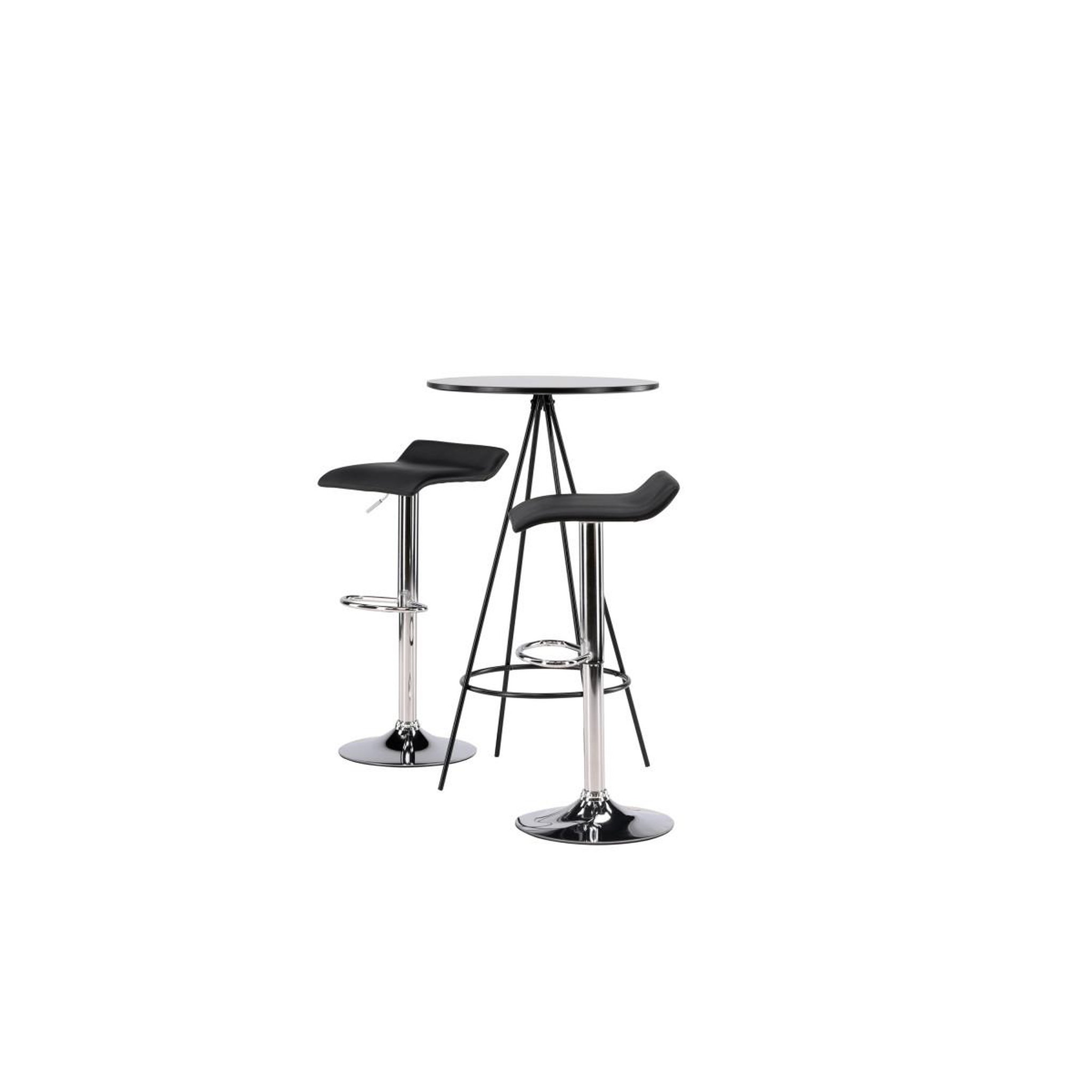 Voir la diapositive 3 : Paris Prix Ensemble Table de Bar & 2 Tabourets  Bistro & Jonna  105cm Noir