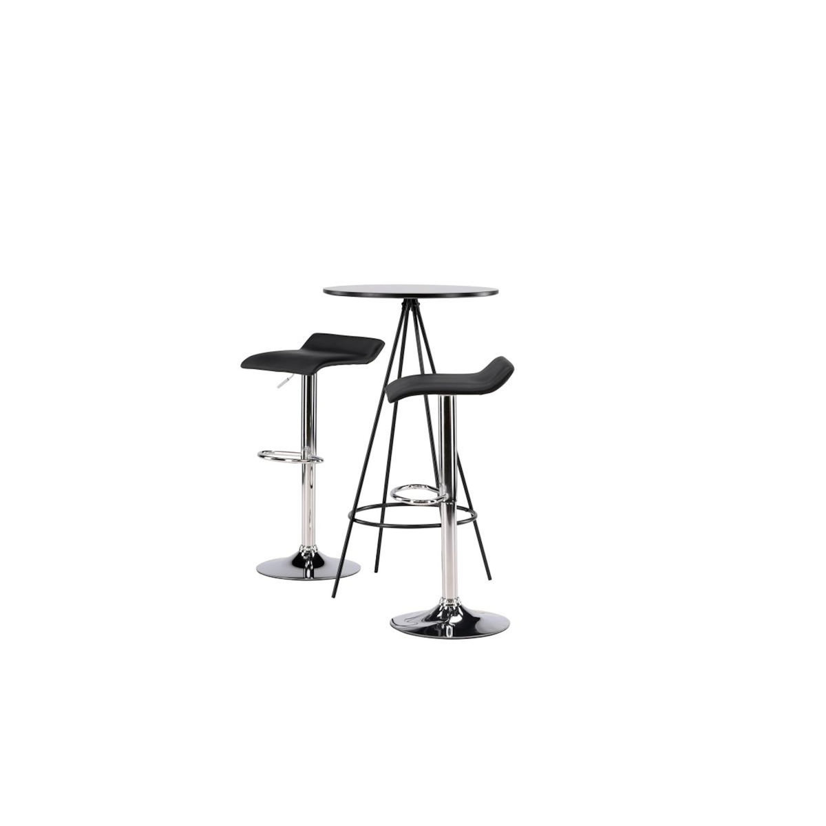 Paris Prix Ensemble Table de Bar & 2 Tabourets  Bistro & Jonna  105cm Noir