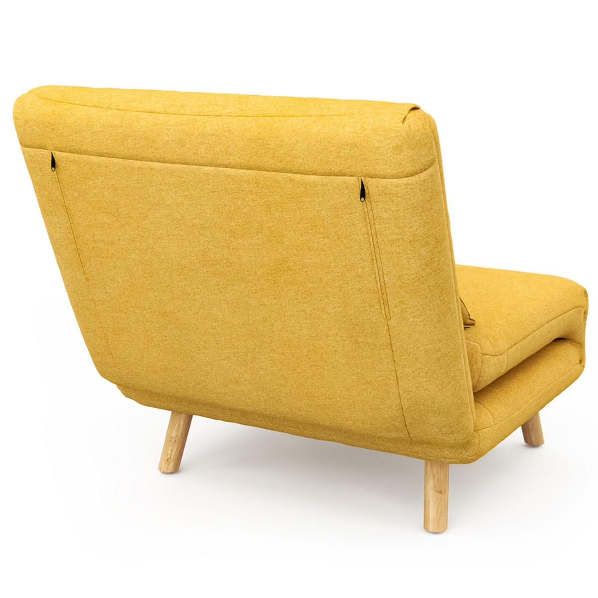 ID MARKET Fauteuil convertible ROMEO lit d'appoint 1 place 80x190 cm tissu jaune