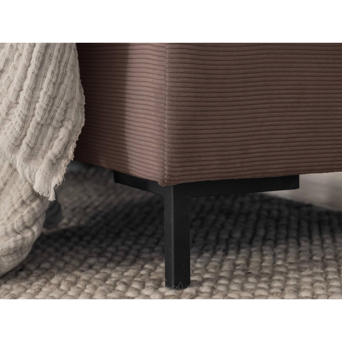 BEST MOBILIER Lilly - canapé panoramique d'angle droit - 7 places - convertible avec coffre - en velours côtelé