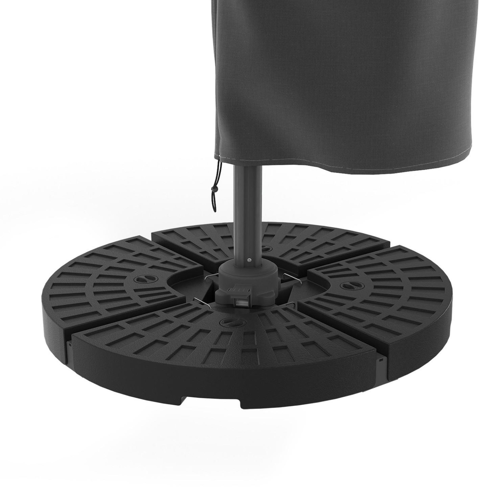 Voir la diapositive 6 : ID MARKET Parasol déporté inclinable rotatif 360 CALVI LED gris 3x4 M avec 4 dalles et housse