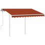 Voir la diapositive 2 : VIDAXL Auvent manuel retractable avec poteaux 3x2,5 m Orange et marron