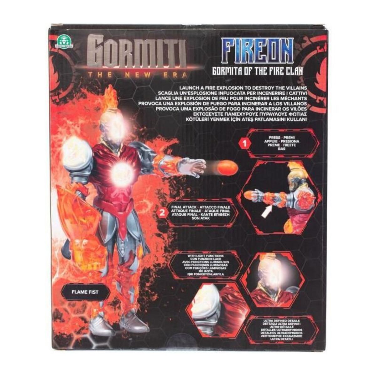 Figurine articulée - GORMITI - Gormiti avec attaque lumineuse Feu - Fireon - 27 cm - a partir de 4 ans - GRV073