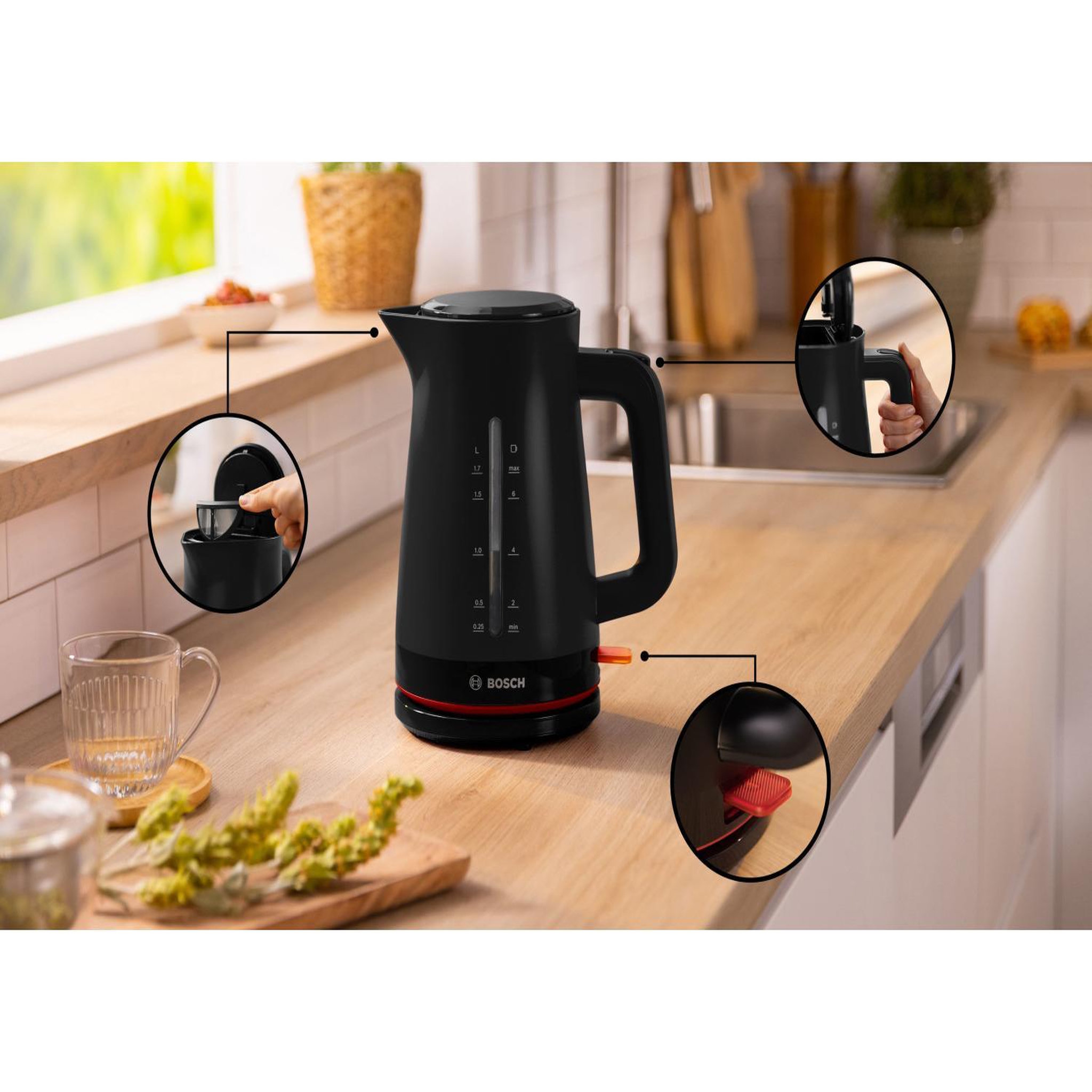 Voir la diapositive 3 : BOSCH Bouilloire électrique 1.7l 2400w noir - twk3m123