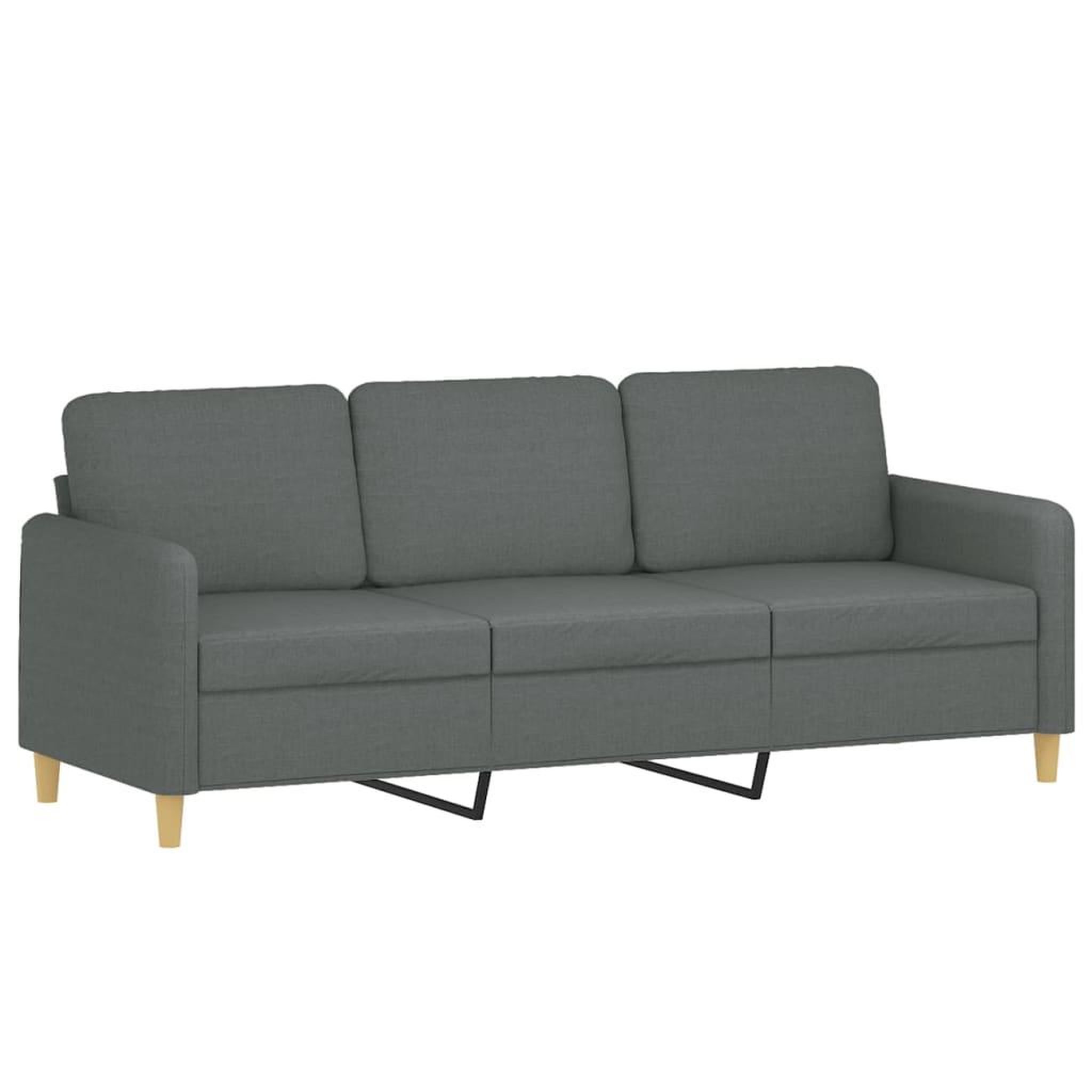 Voir la diapositive 2 : VIDAXL Canape a 3 places Gris fonce 180 cm Tissu