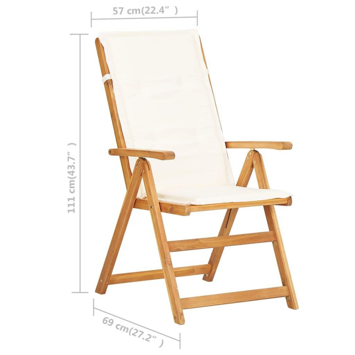 VIDAXL Chaises inclinables de jardin lot de 2 Bois solide d'acacia