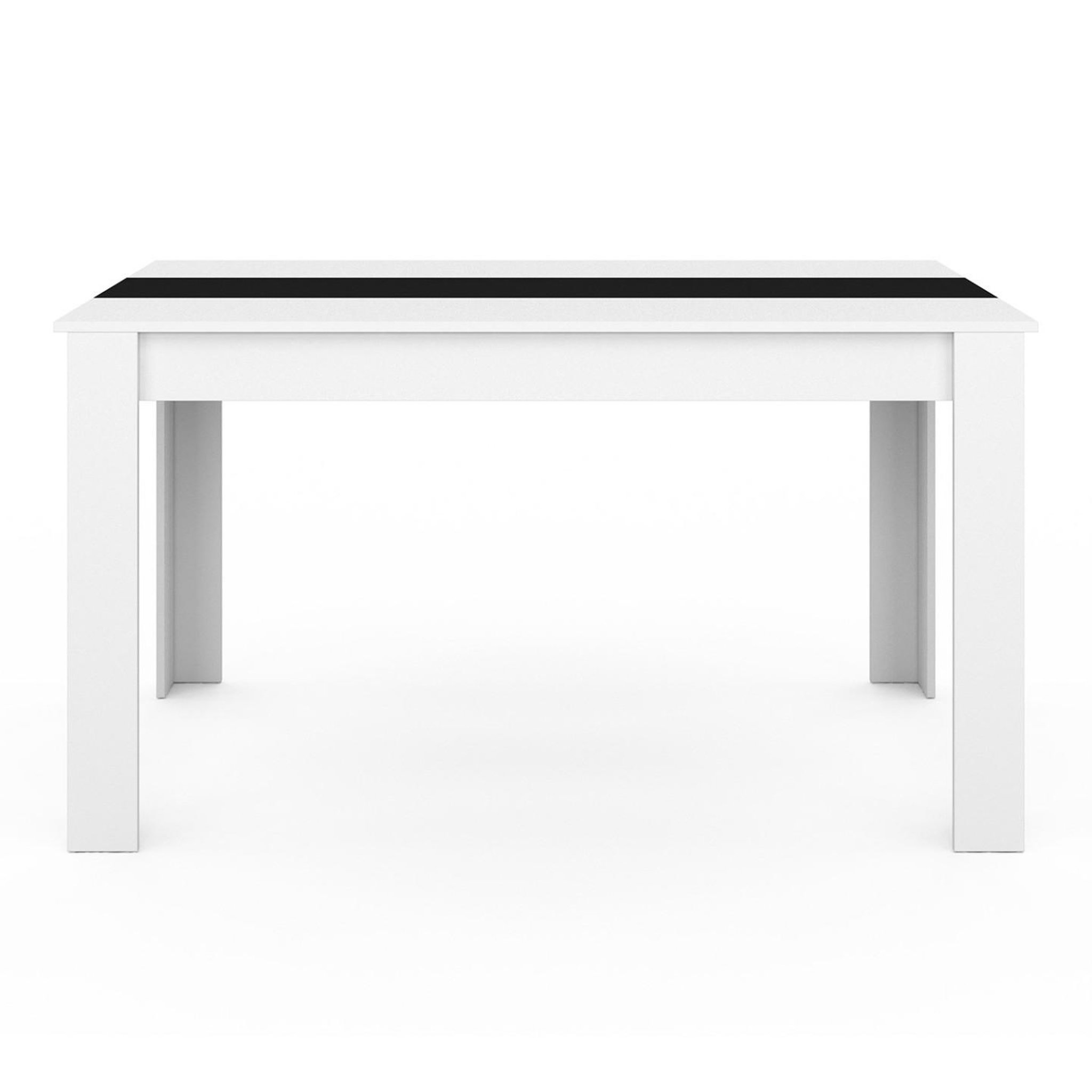 Voir la diapositive 3 : ID MARKET Table à manger rectangle georgia 6 personnes blanche et noire 140 x 80 cm