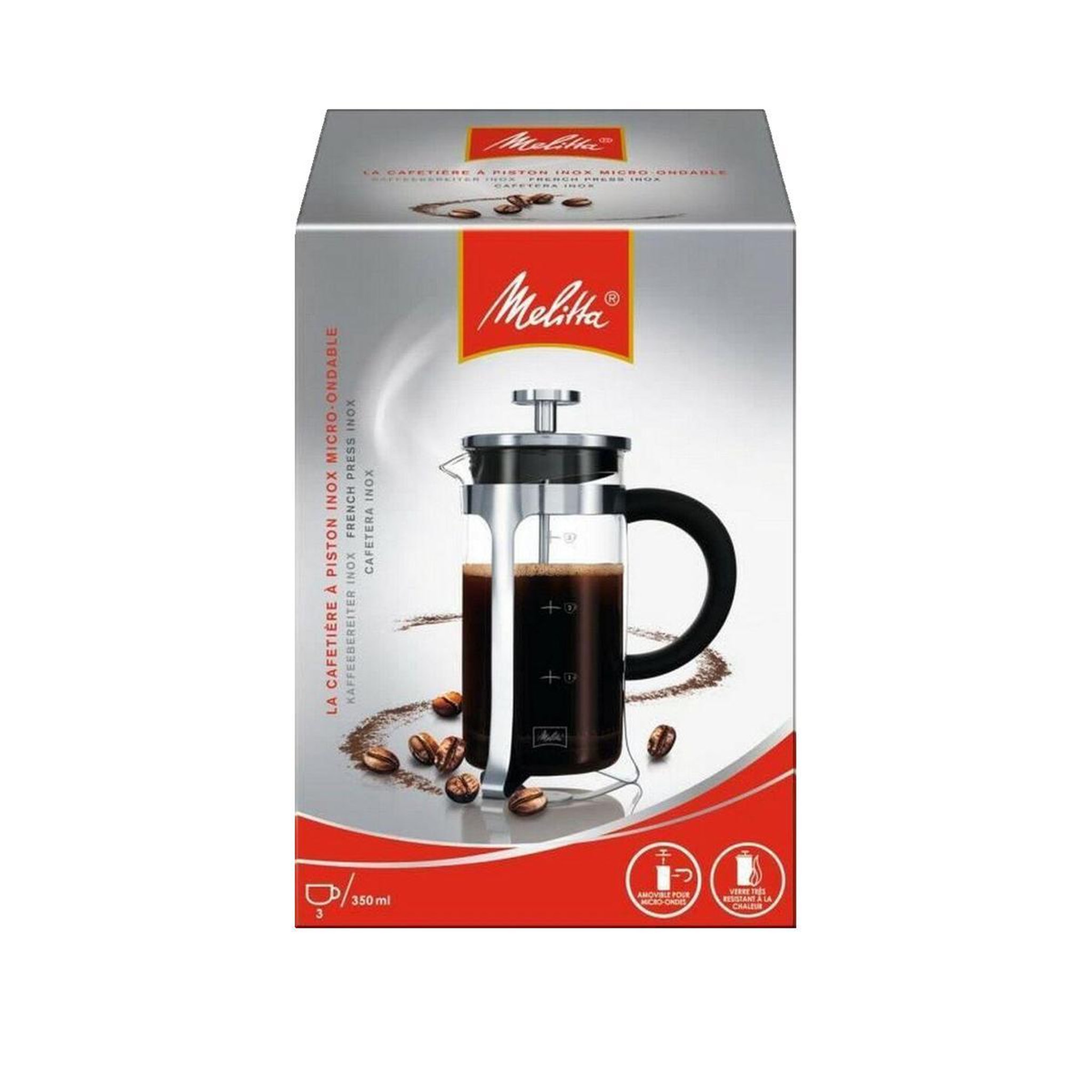Voir la diapositive 2 : Melitta Cafetière Melitta 3557880000400 à piston design moderne transparent