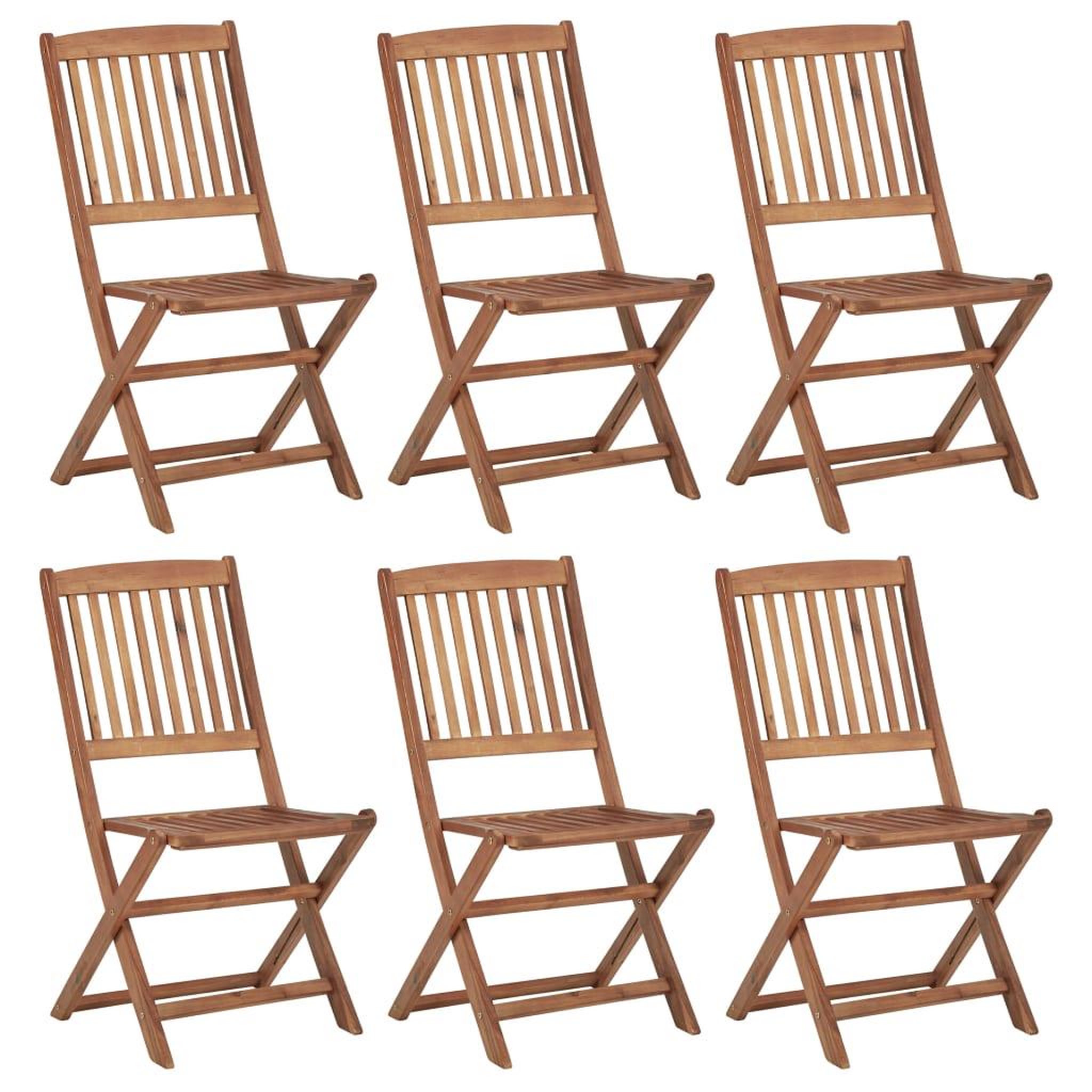 Voir la diapositive 1 : VIDAXL Chaises pliables de jardin lot de 6 Bois d'acacia solide