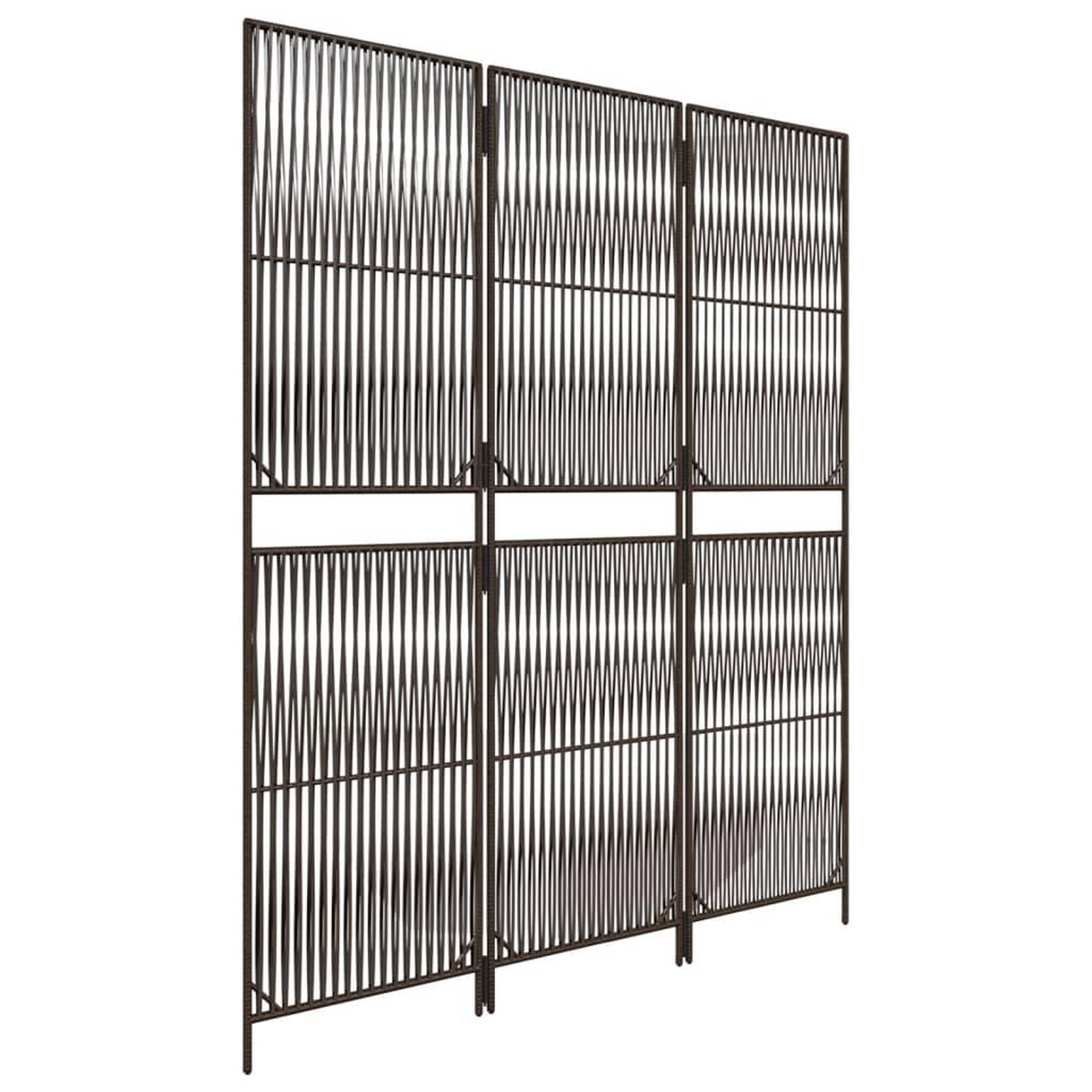 Voir la diapositive 4 : VIDAXL Cloison de separation 3 panneaux marron resine tressee
