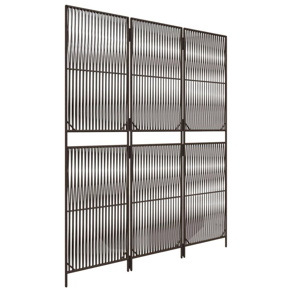 VIDAXL Cloison de separation 3 panneaux marron resine tressee