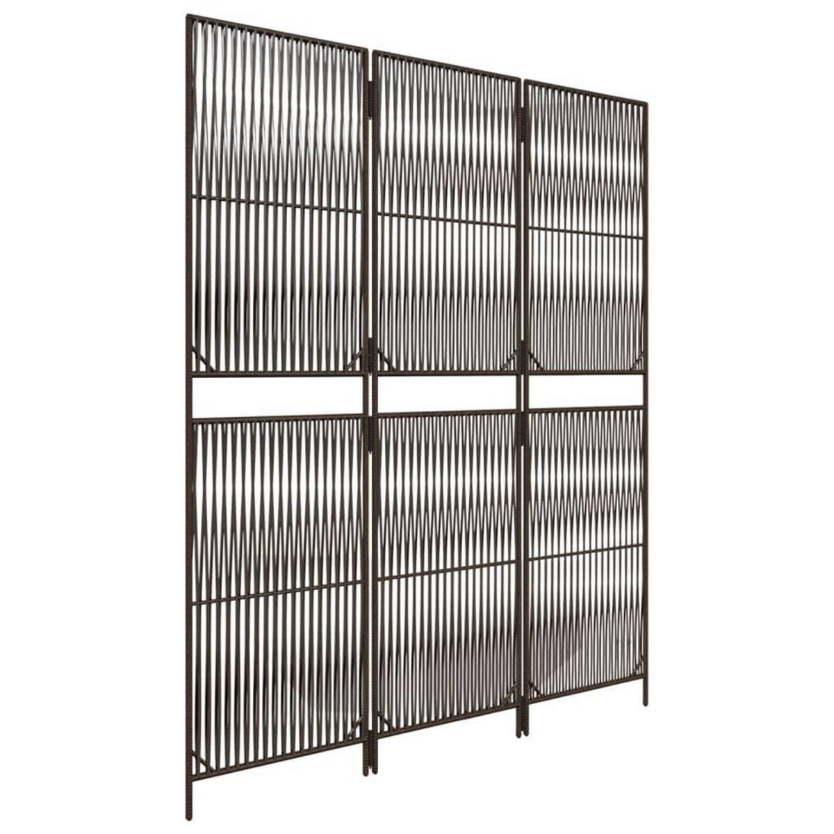 VIDAXL Cloison de separation 3 panneaux marron resine tressee