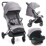 BEBELISSIMO Poussette combinée duo 2 en 1 - siège auto 0+ Lioni – dès la naissance – jusqu'à 22kg - gris