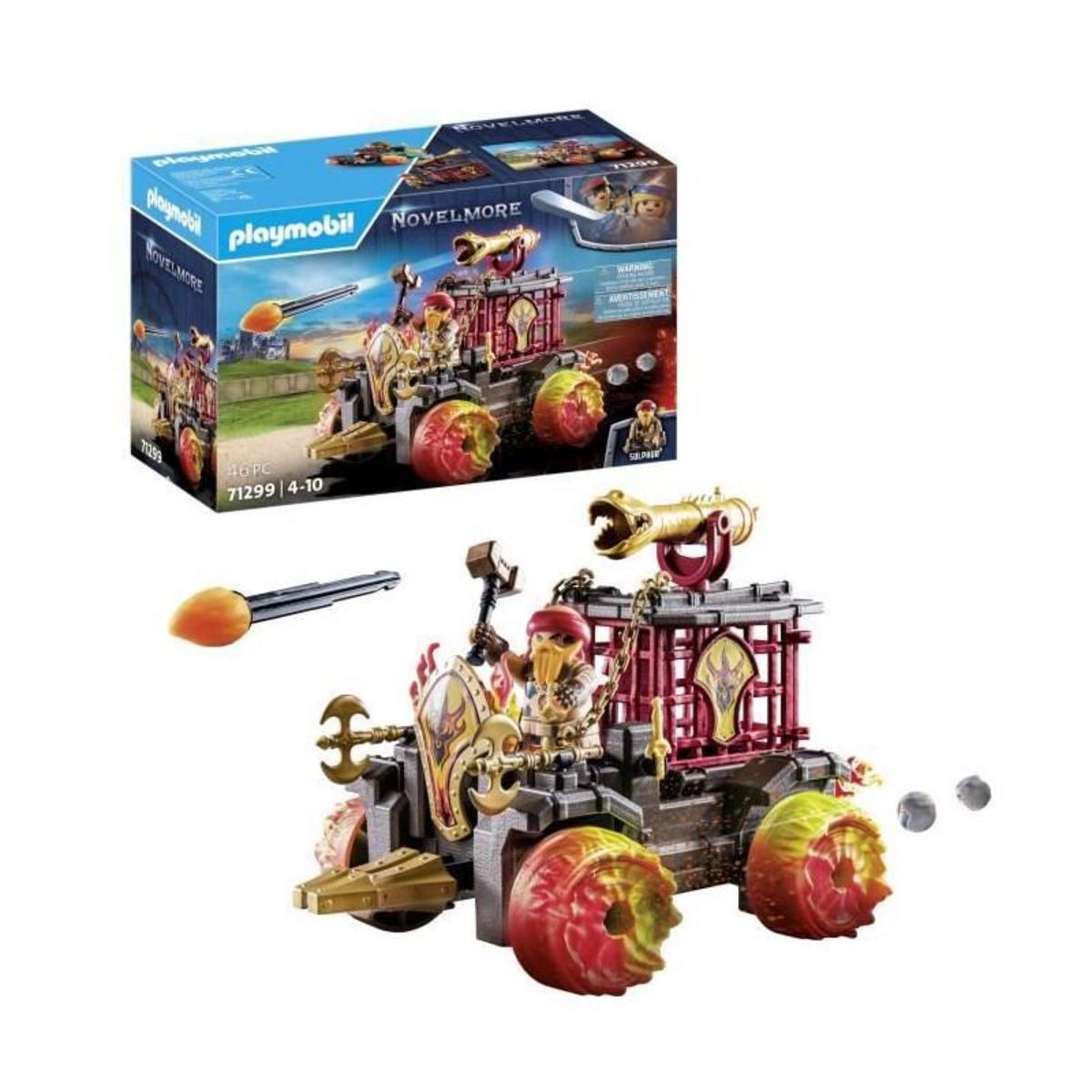 PLAYMOBIL PLAYMOBIL 71299 Chariot de combat enflammé des Burnham Raiders- Affrontez les ennemis avec le chariot, son canon et siege éjec