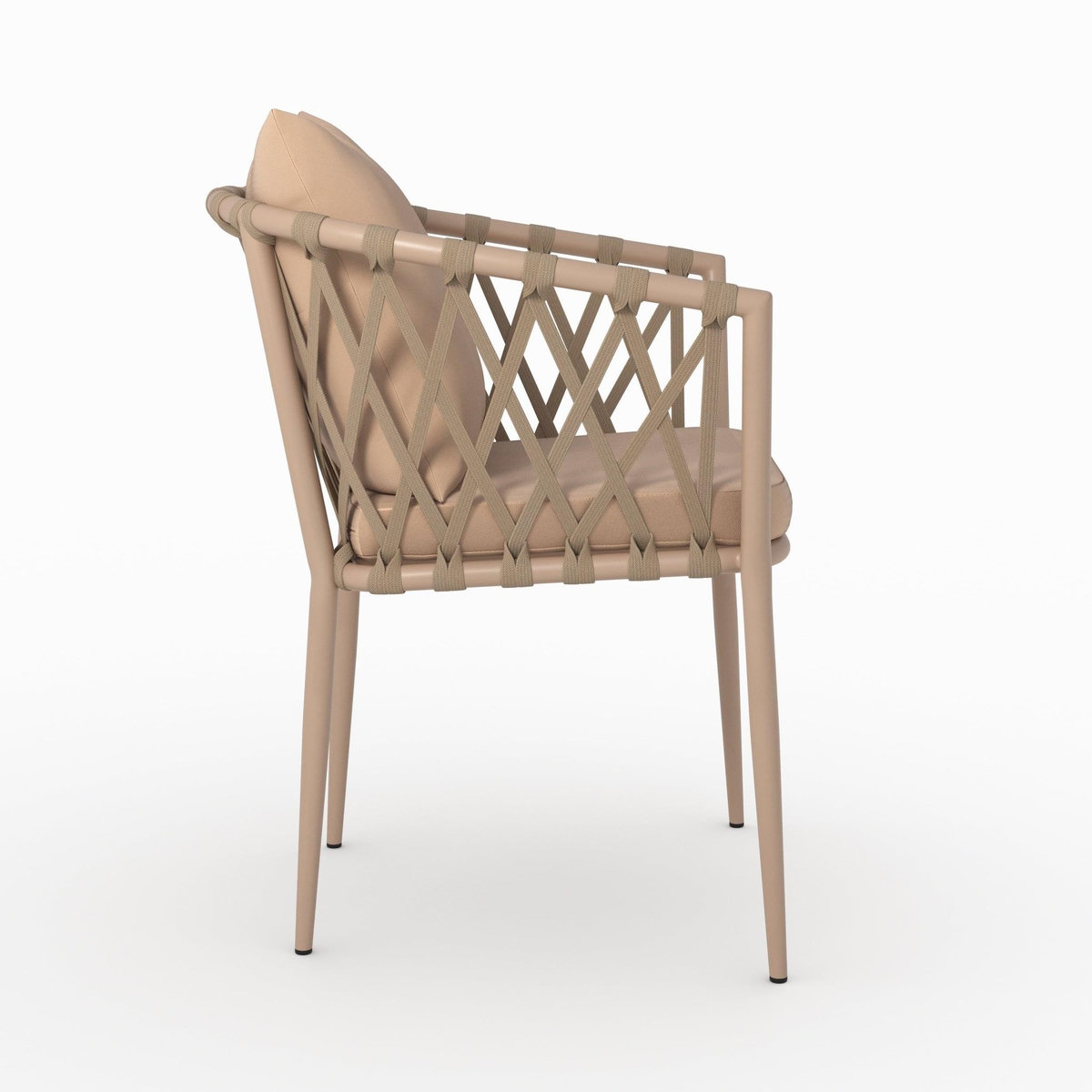 Rendez vous déco Lot de 2 chaises de jardin en métal et tissu taupe-Dulcy