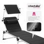 Voir la diapositive 5 : tectake Bain de soleil Transat Chaise longue Rembourrage épais, Pliable noir