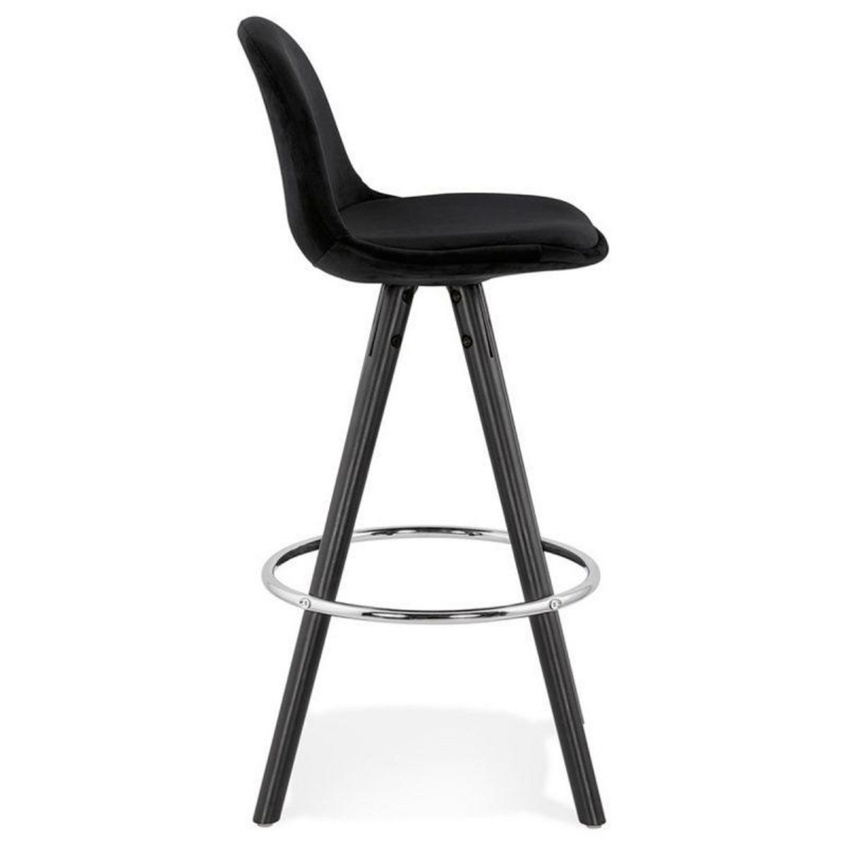 Paris Prix Tabouret de Bar Velours & Bois  Vinea  87cm Noir