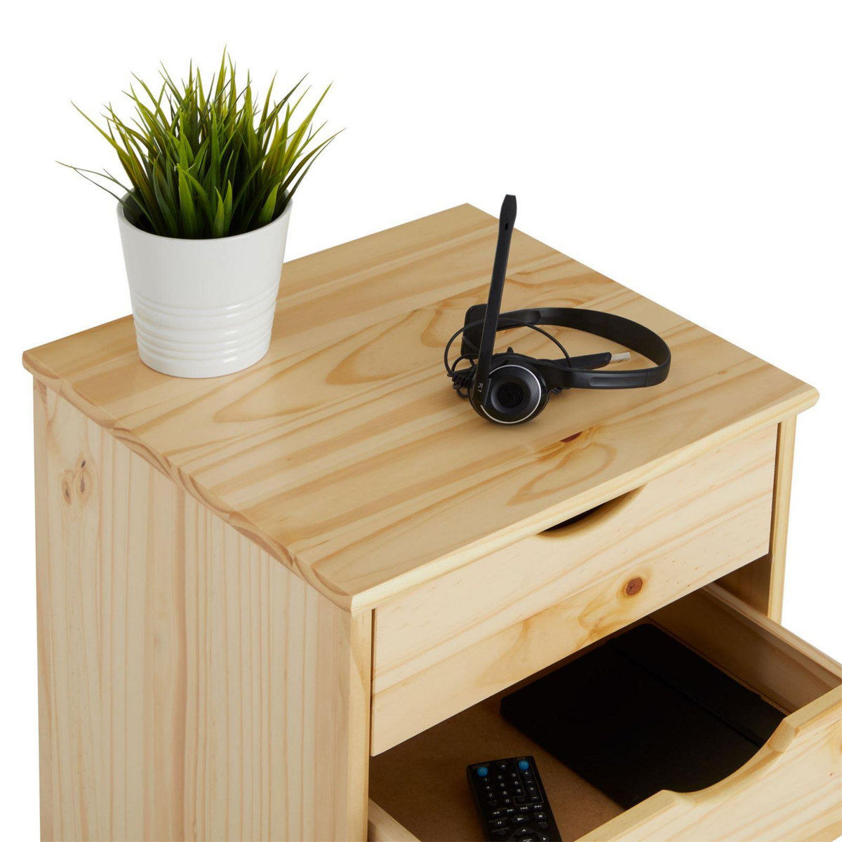 IDIMEX Caisson de bureau sur roulettes KANO, avec 2 tiroirs, en pin massif