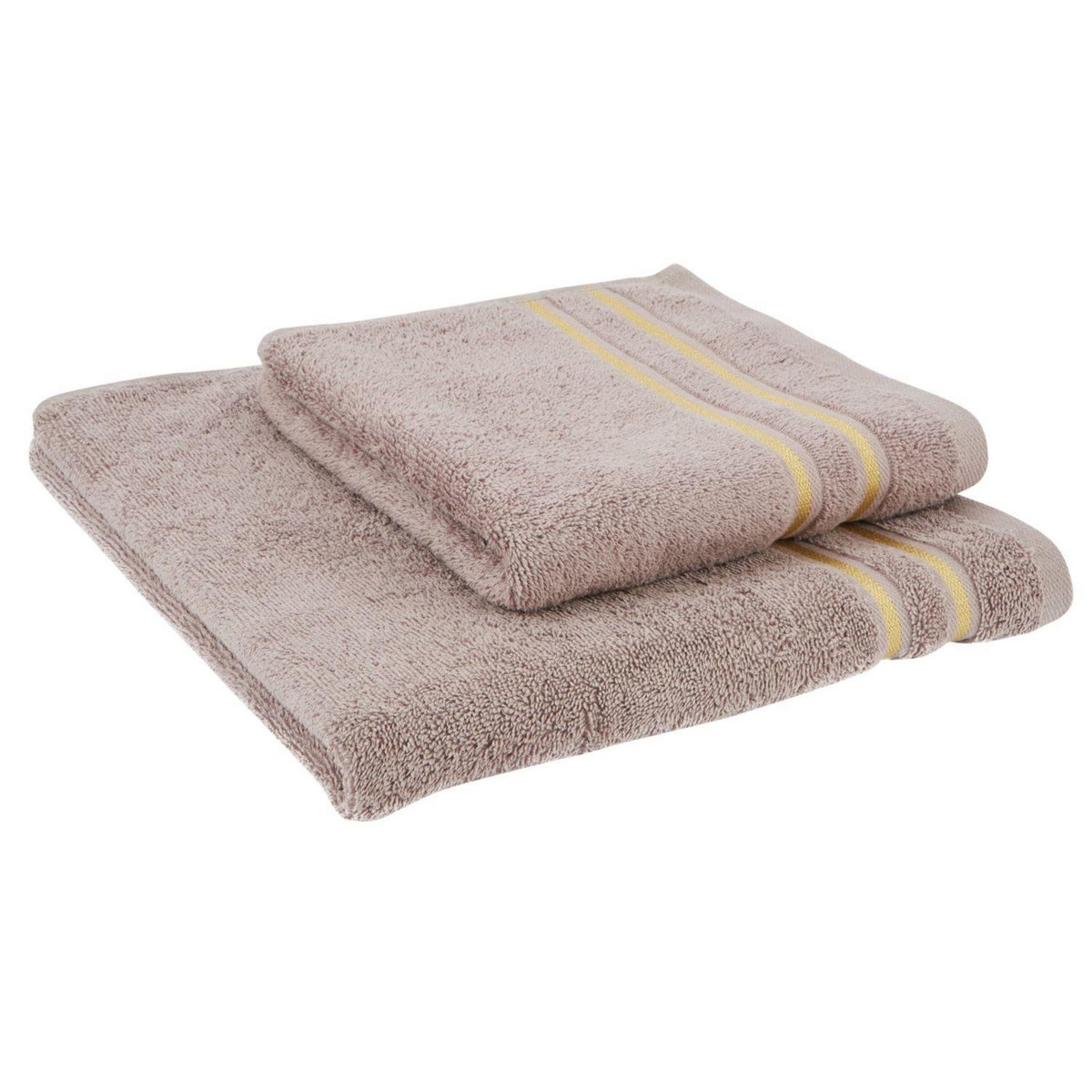 ACTUEL Coffret cadeau 1 serviette 50x90 + 1 serviette 70x130 en coton liteau doré 