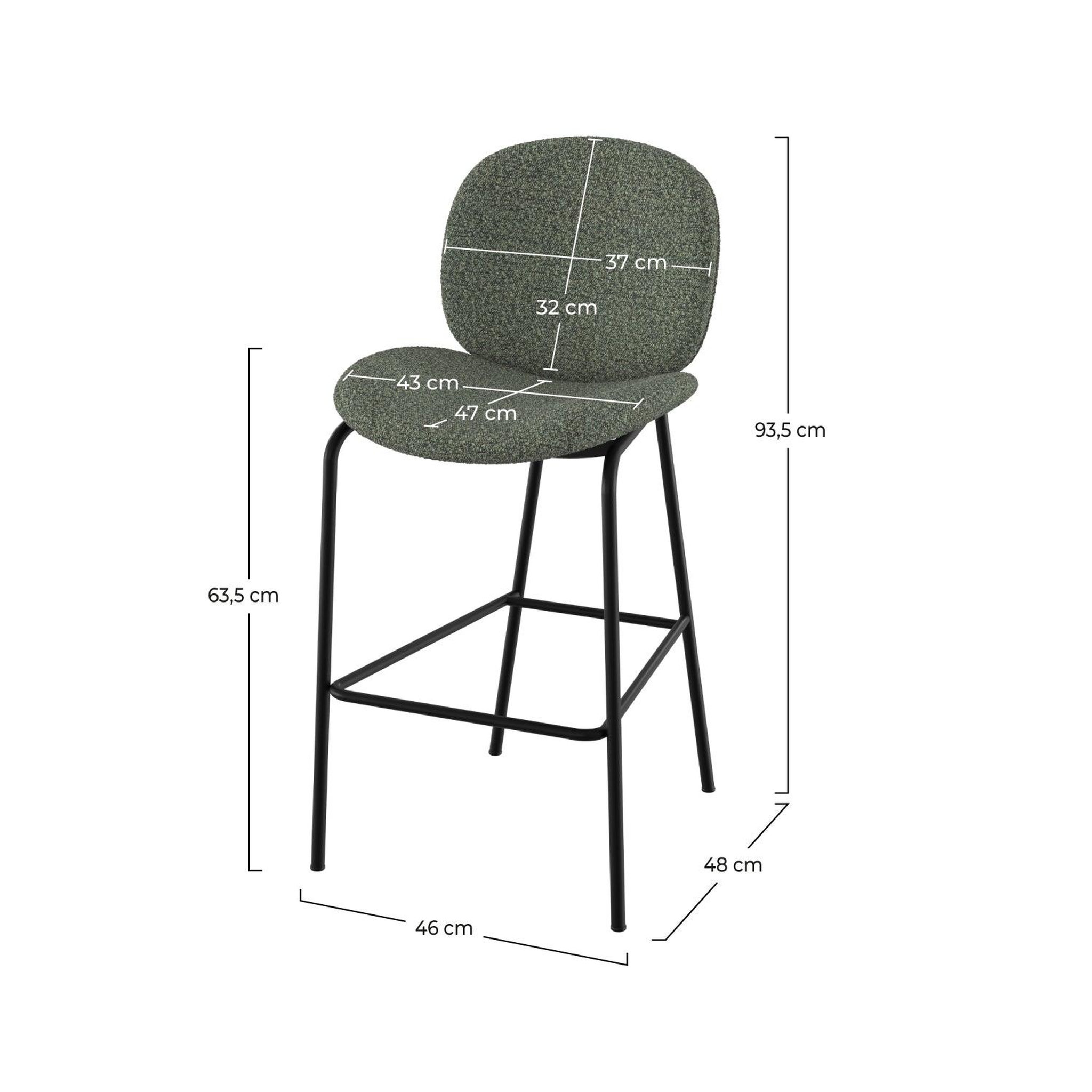 Voir la diapositive 4 : MAISON PAVANE Lot de 2 chaises pour îlot central en tissu bouclé vert 63,5 cm-iris