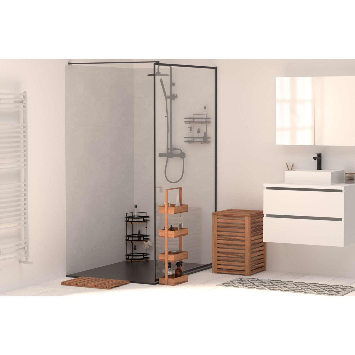 FIVE Étagère fine 4 niveaux en acacia - Marron