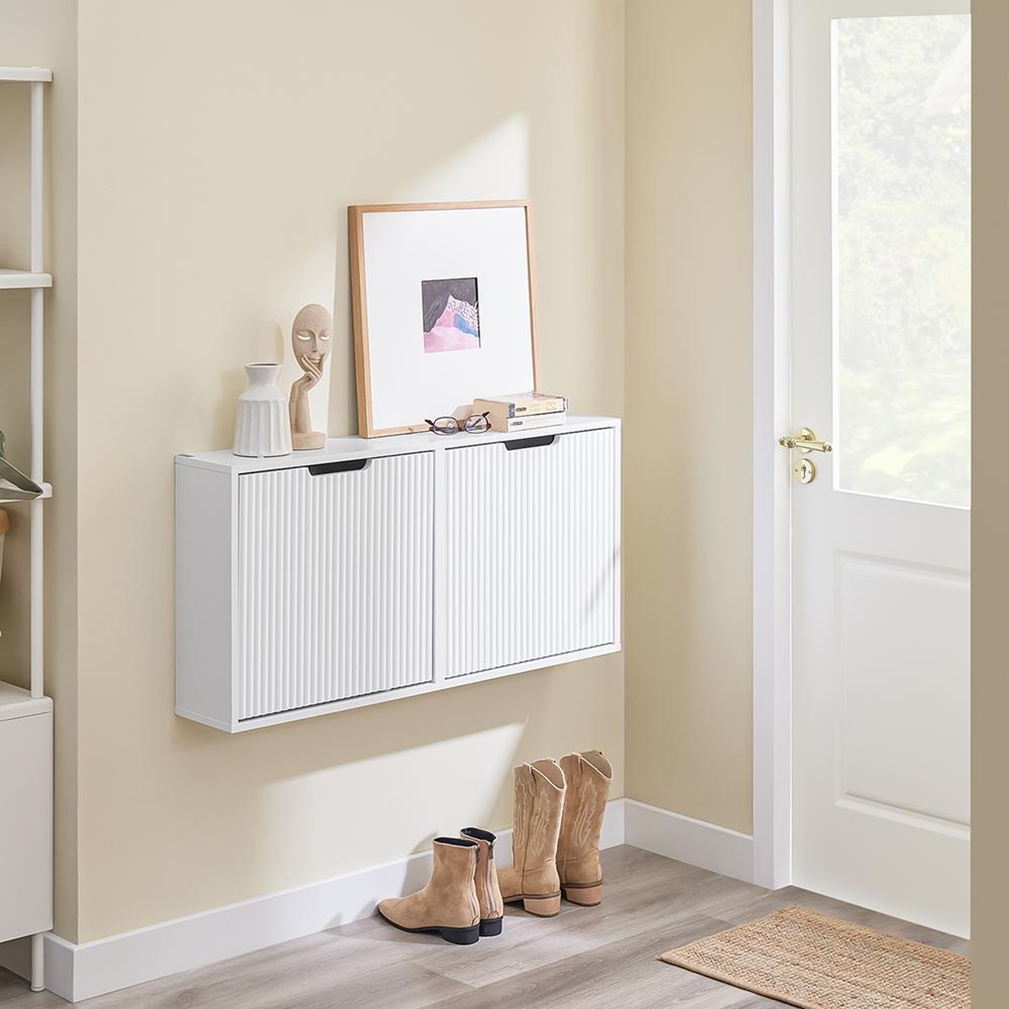 Voir la diapositive 5 : SOBUY SoBuy - Meuble À Chaussures 2 portes - Blanc - 50x19x100cm - Minimaliste - FSR204-W