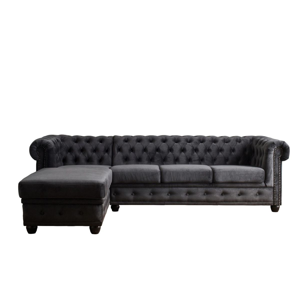 LISA DESIGN William - canapé chesterfield d'angle gauche - 4 places - en velours